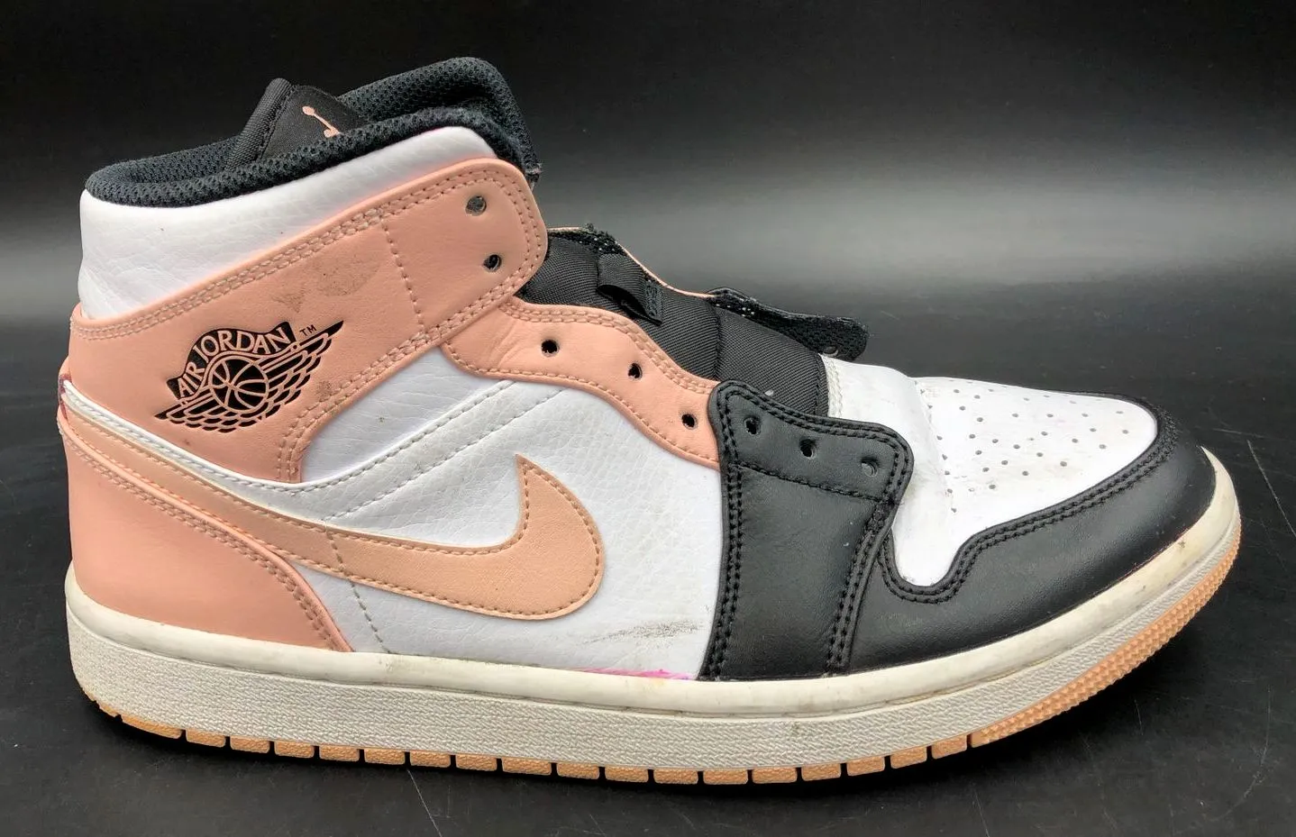 Nike Jordan 1 Mid 'Crimson Tint' Men's White/Black/Pink Sneakers - Size 8 ( COA)