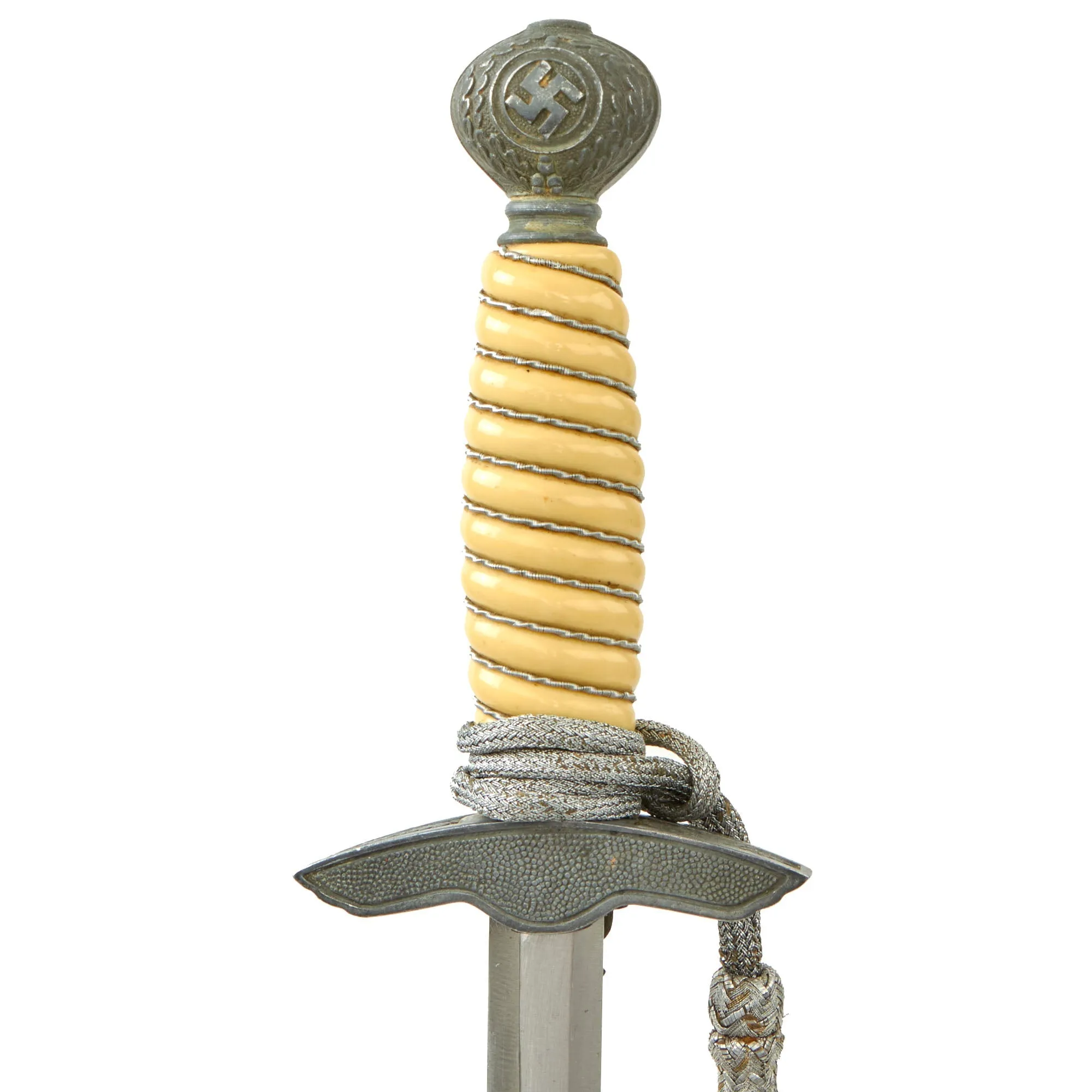 Original WWII German 2nd Model Luftwaffe Dagger with Scabbard, Hanger & Portepee - Excellent Unmarked Blade