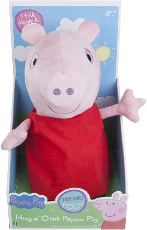 Peppa Pig Hug N' Oink Plush Stuffed Animal Toy, Large 12 Inches - Press Peppa's Belly to Hear Her Talk, Giggle & Oink - Ages 18  Months