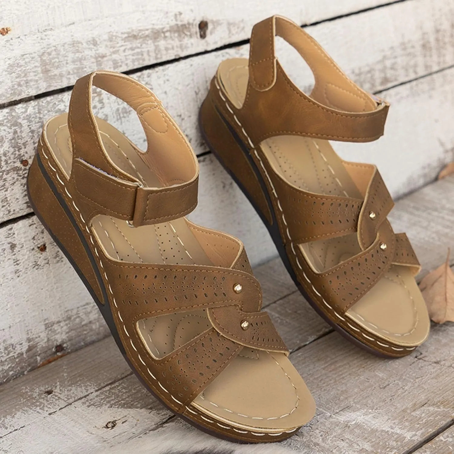 peqiut Women's Sandal Dressy Summer Wedge Orthopedic Sandals for Women Comfortable Outdoor Strap Boho Sandals Casual Shoes