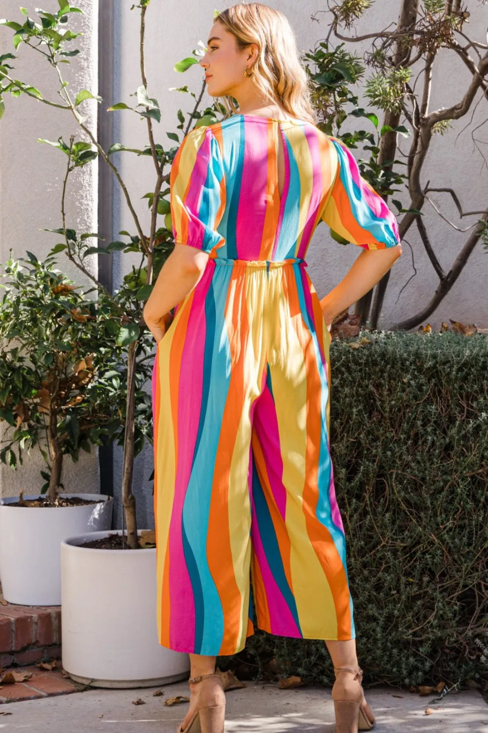 "Rainbow Goddess" Sleeve Wide Leg Jumpsuit