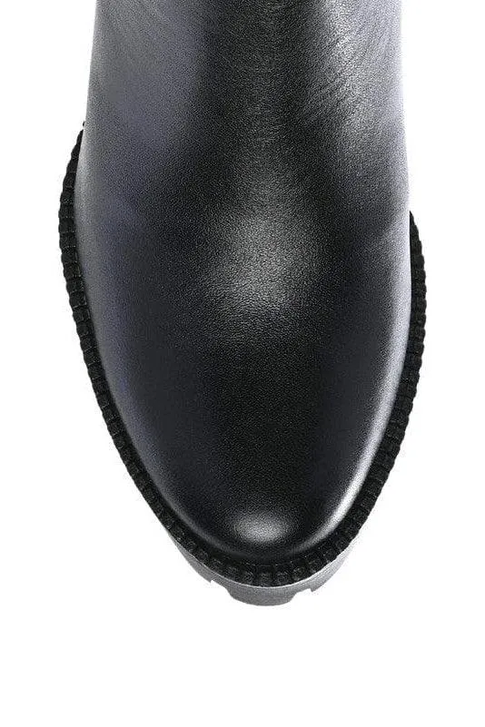 Rag & Co. MISTRESS High Block Heeled Chunky Leather Boot, 2 Colors