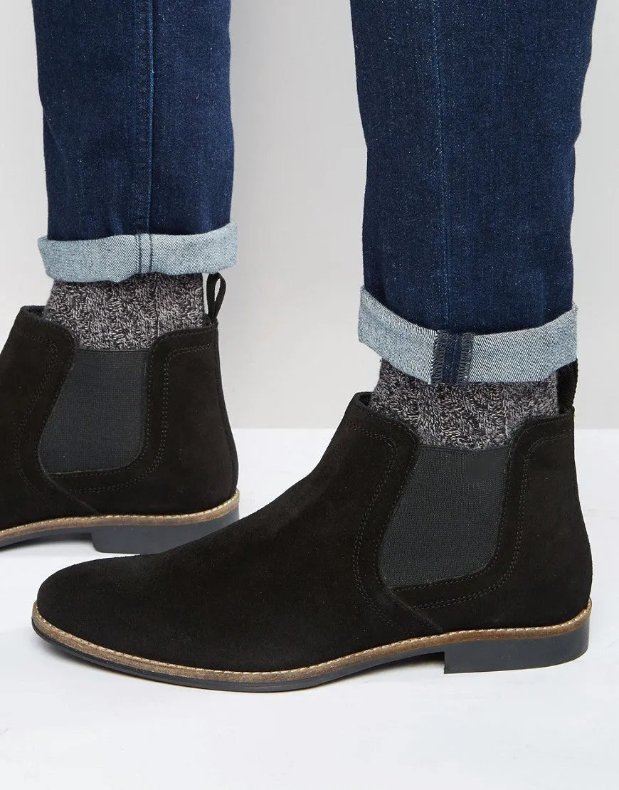 Red Tape Chelsea Boots Black Suede