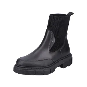 Rieker M3872-00 Ladies Black Pull On Ankle Boots