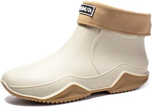 Rojeam Womens Mens Rain Boots Waterproof Rubber Chelsea Shoes Outdoor Walking Water Shoes Ankle Boots