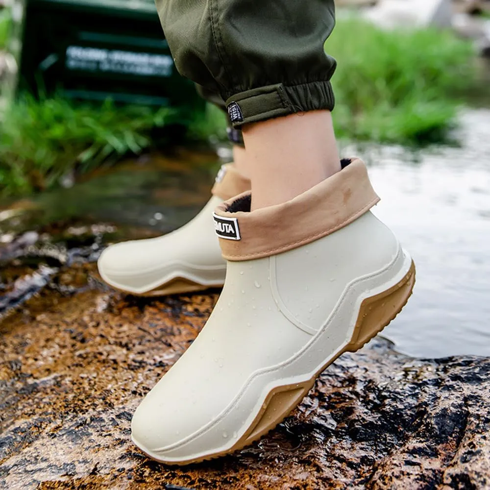 Rojeam Womens Mens Rain Boots Waterproof Rubber Chelsea Shoes Outdoor Walking Water Shoes Ankle Boots