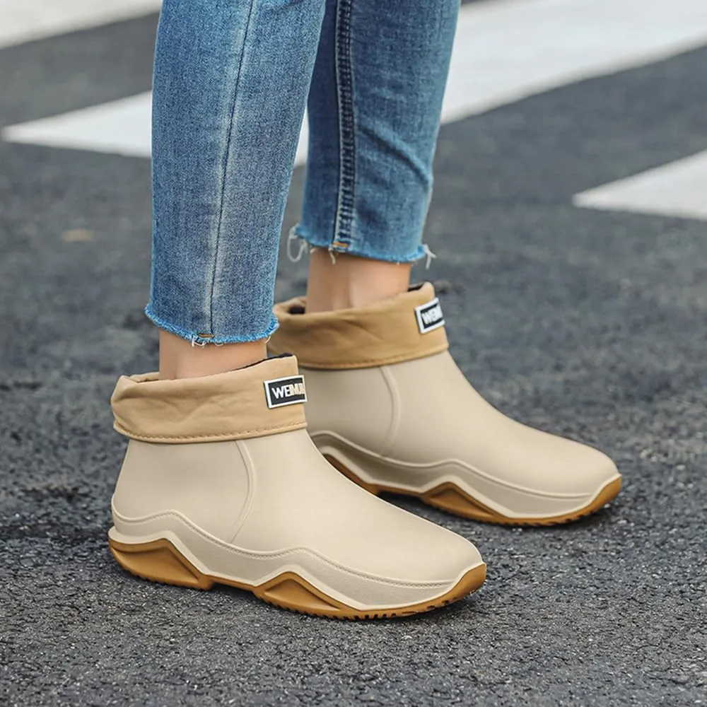 Rojeam Womens Mens Rain Boots Waterproof Rubber Chelsea Shoes Outdoor Walking Water Shoes Ankle Boots