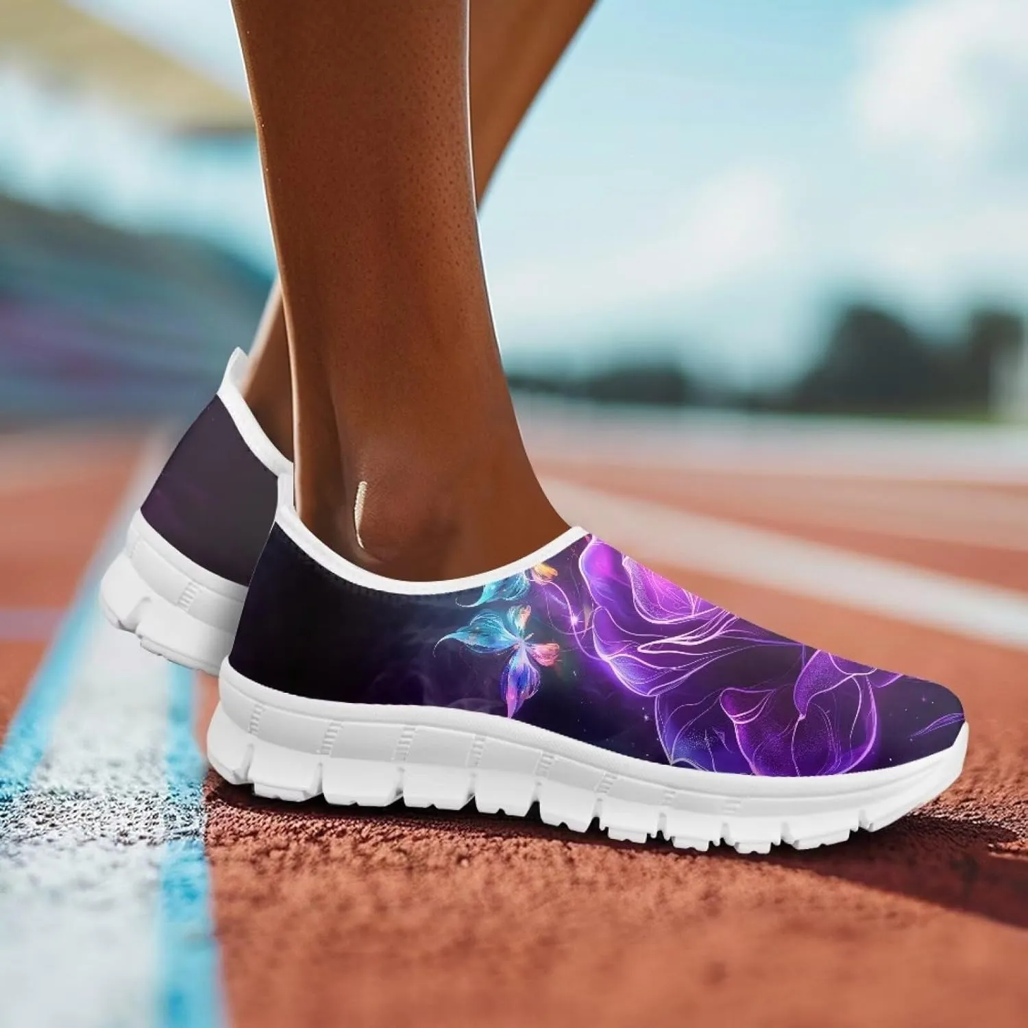 Rose Sneakers for Women Soft Low Top Casual Slip On Sneakers Breathable Non-Slip Athletic Holiday Walking Shoes for Teen Girls US 5.5-11.5