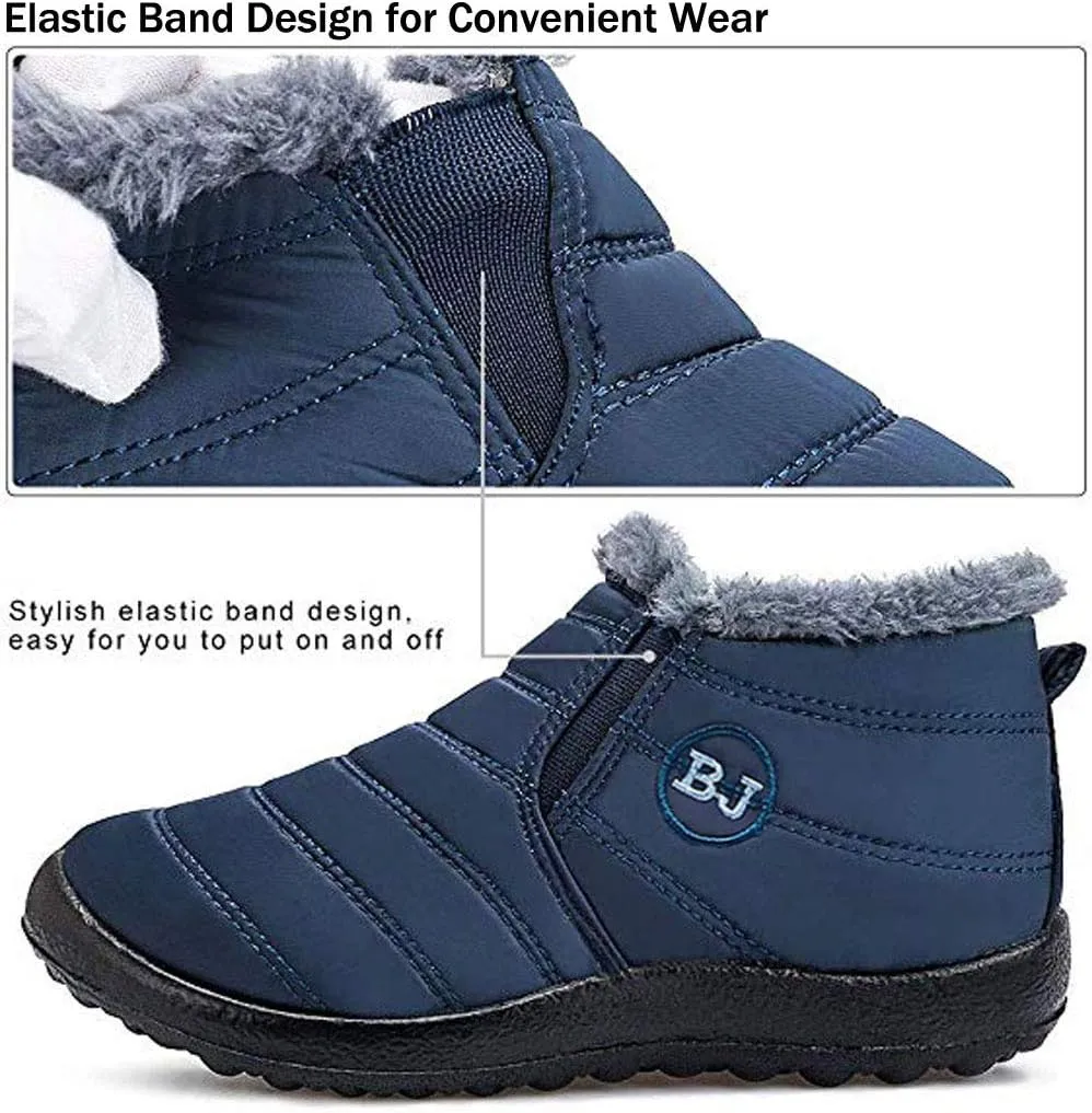 SAILING LU Women Winter Snow Ankle Boots Comfortable Warm Fur Lining Waterproof Outdoor Slip On Booties Sneakers