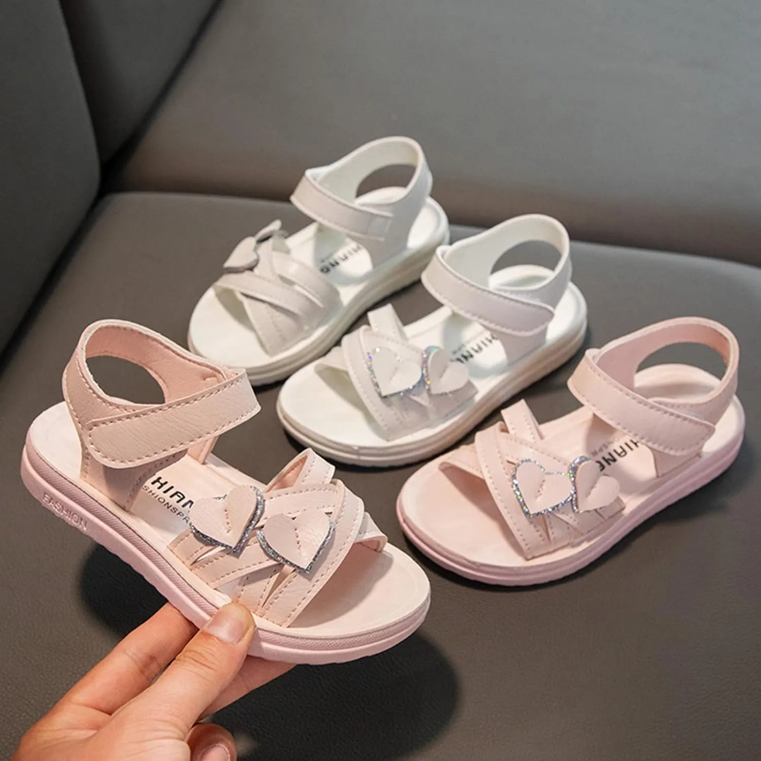 Sandals for Girls Breathable Open Toe Wedding Flower Sandals with Rubber Sole Indoor Outdoor Beautiful Summer Shoes