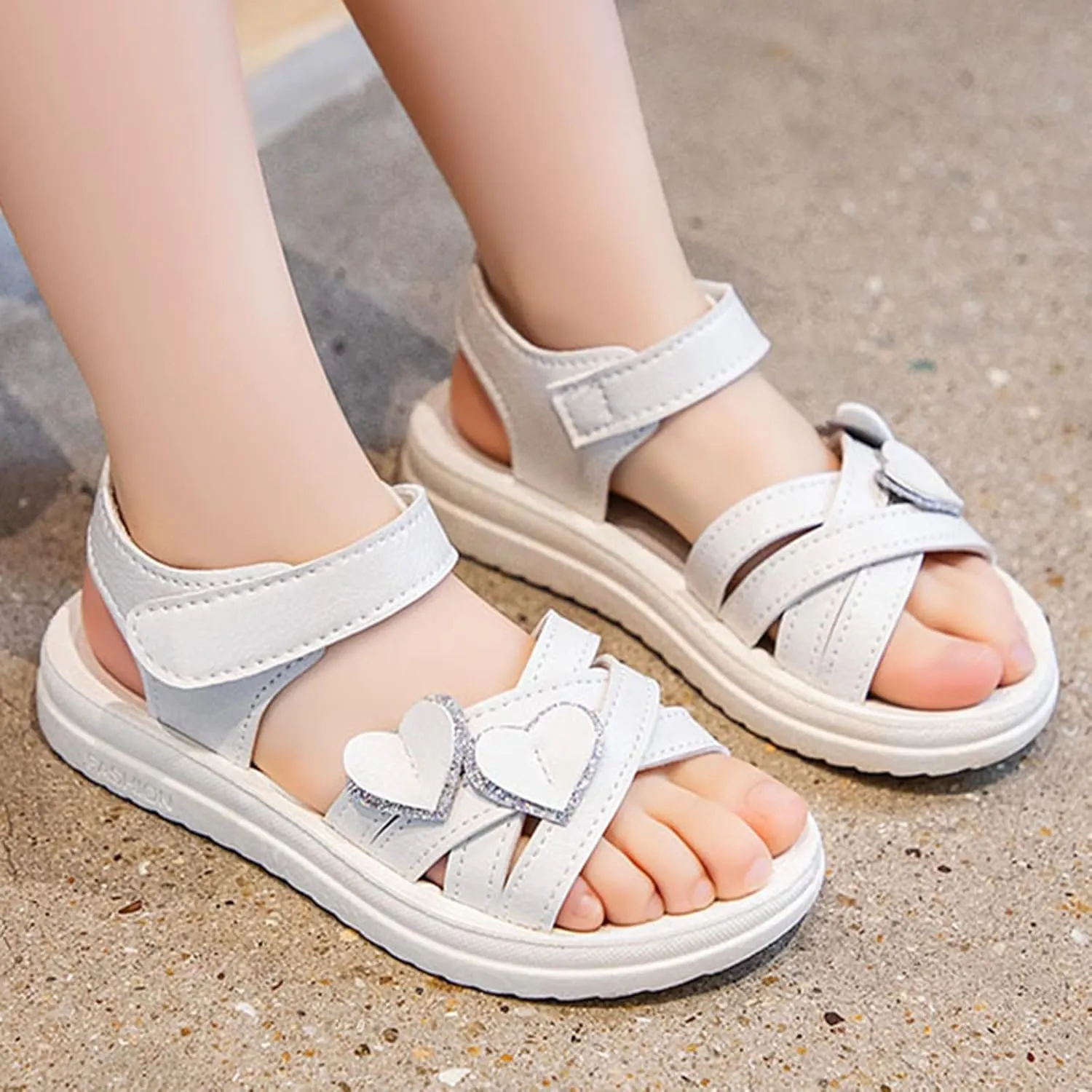 Sandals for Girls Breathable Open Toe Wedding Flower Sandals with Rubber Sole Indoor Outdoor Beautiful Summer Shoes