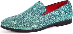 Santimon Mens Glitter Loafers Slip-On Dress Shoes ?C Sparkly Tuxedo & Suit Shoes for Weddings, Parties, and Formal Events