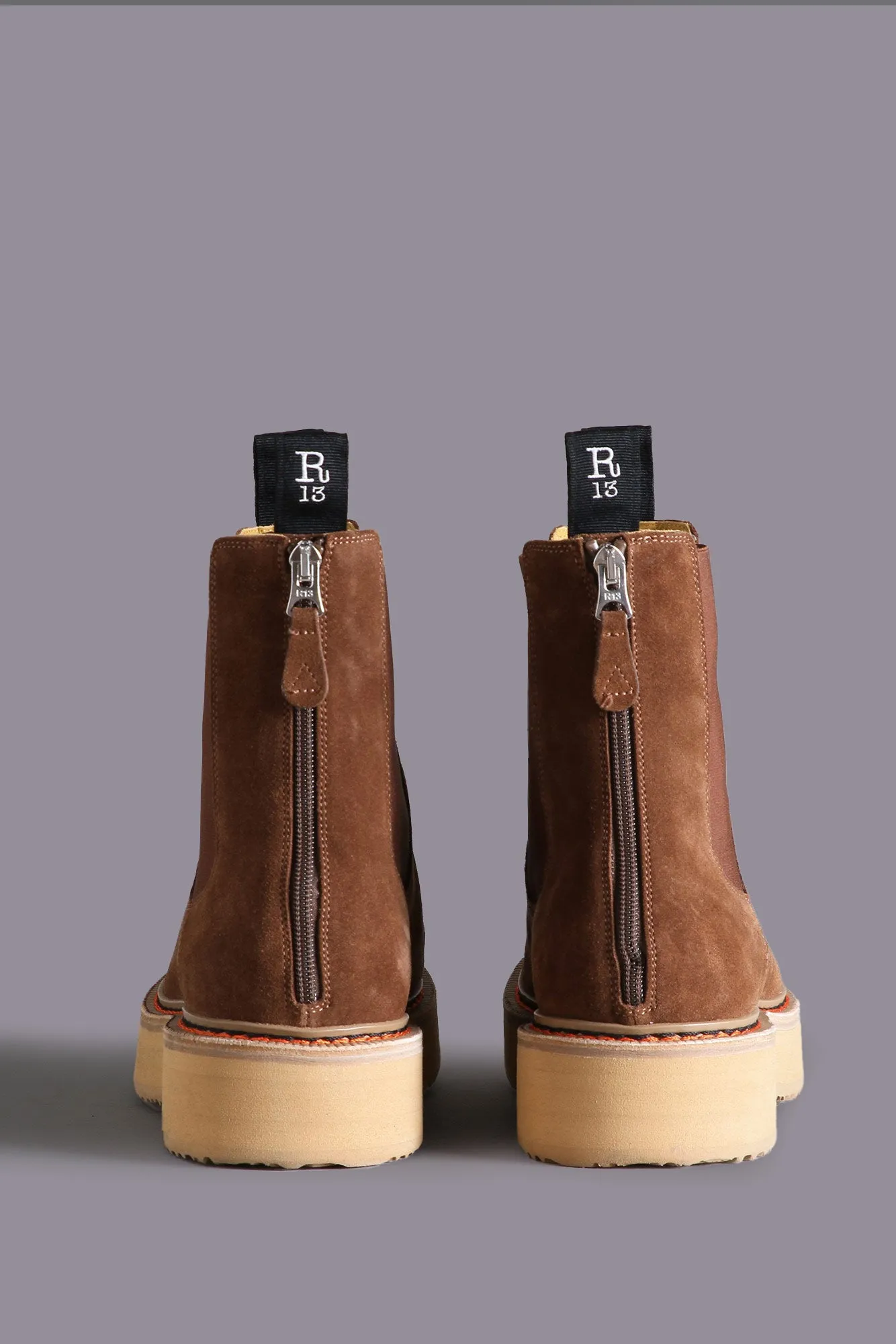SINGLE STACK CHELSEA BOOT - BROWN SUEDE