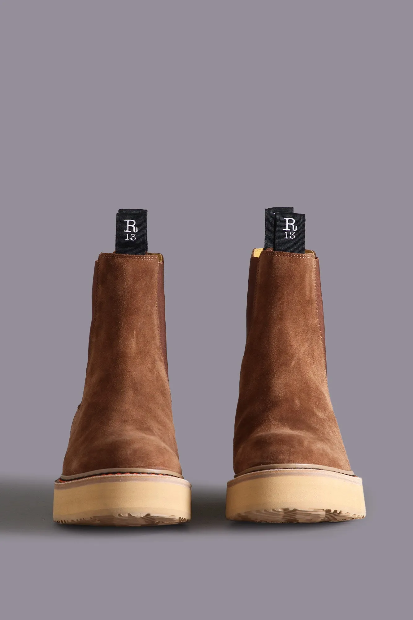 SINGLE STACK CHELSEA BOOT - BROWN SUEDE
