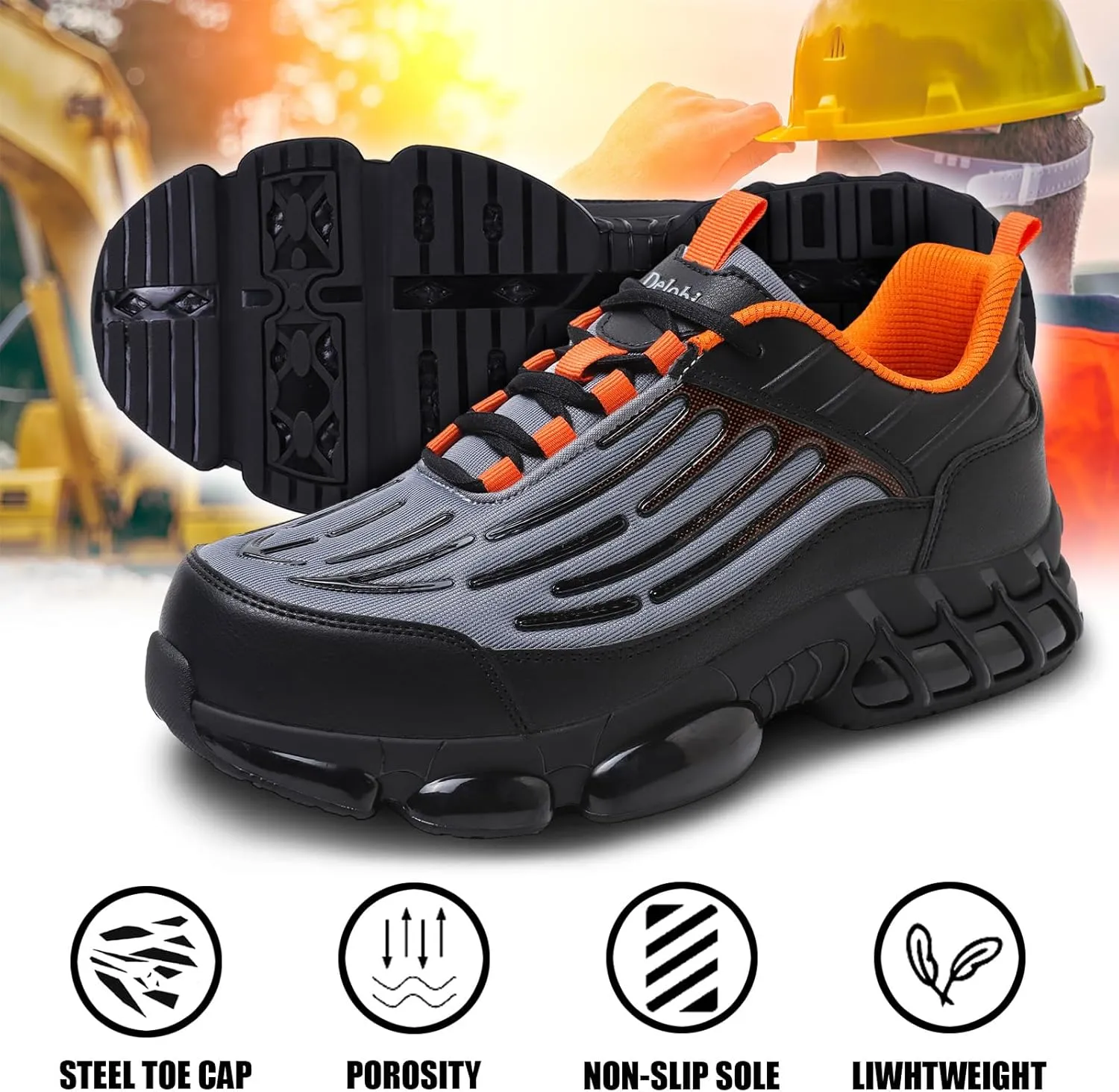 Steel Toe Shoes for Men Lightweight Comfortable Safety Shoes for Men Indestructible Work Shoes for Construction