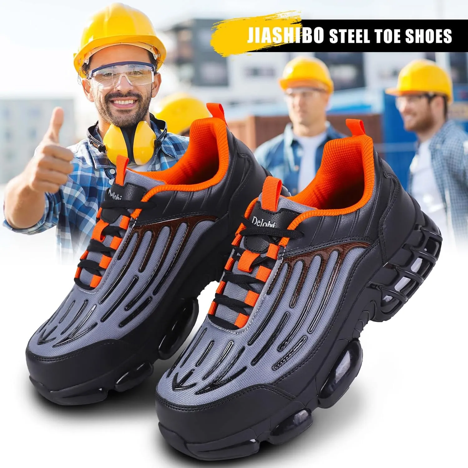 Steel Toe Shoes for Men Lightweight Comfortable Safety Shoes for Men Indestructible Work Shoes for Construction