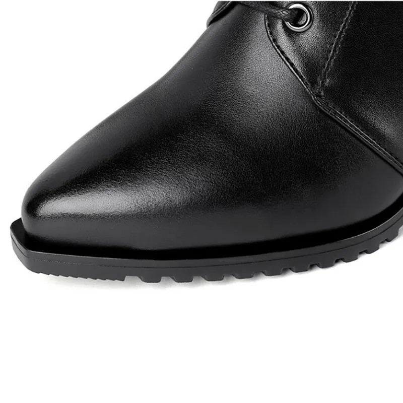 Stylish Women's Boots With Genuine Leather In Rock Style / Fasion Shoes With Square Heel