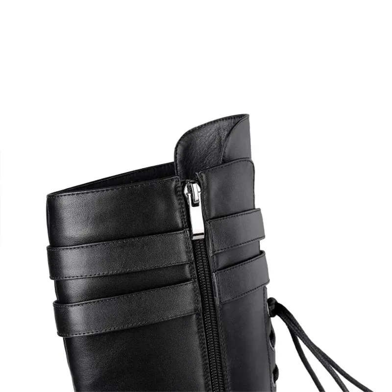 Stylish Women's Boots With Genuine Leather In Rock Style / Fasion Shoes With Square Heel