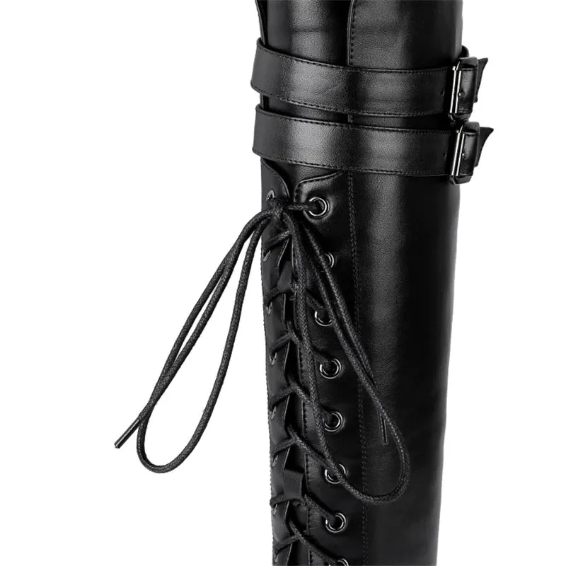 Stylish Women's Boots With Genuine Leather In Rock Style / Fasion Shoes With Square Heel