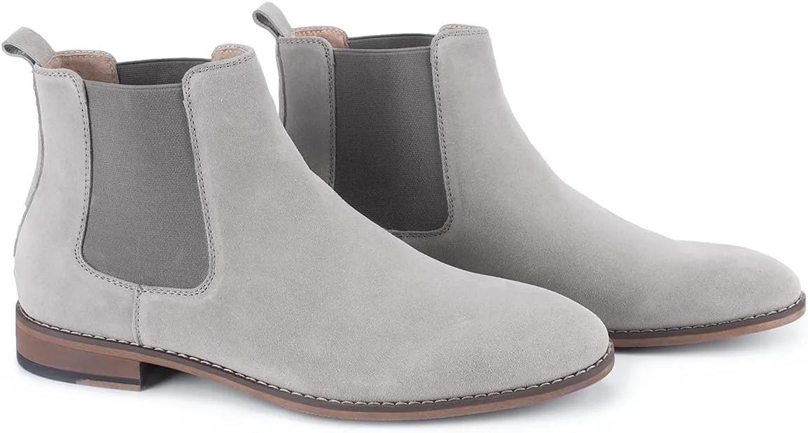 Temeshu Men's Chelsea Slip-on Suede Boots, Genuine Leather Boots, Waterproof Casual Oxford Dress Ankle Bootie MS05