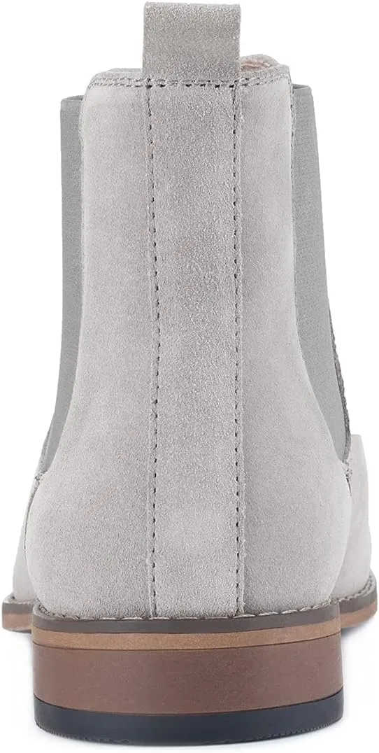 Temeshu Men's Chelsea Slip-on Suede Boots, Genuine Leather Boots, Waterproof Casual Oxford Dress Ankle Bootie MS05