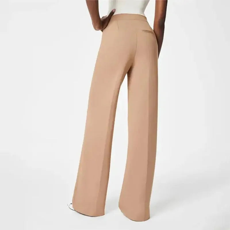 🔥Three lengths available🔥High-Stretch Button Wide-Leg Trousers