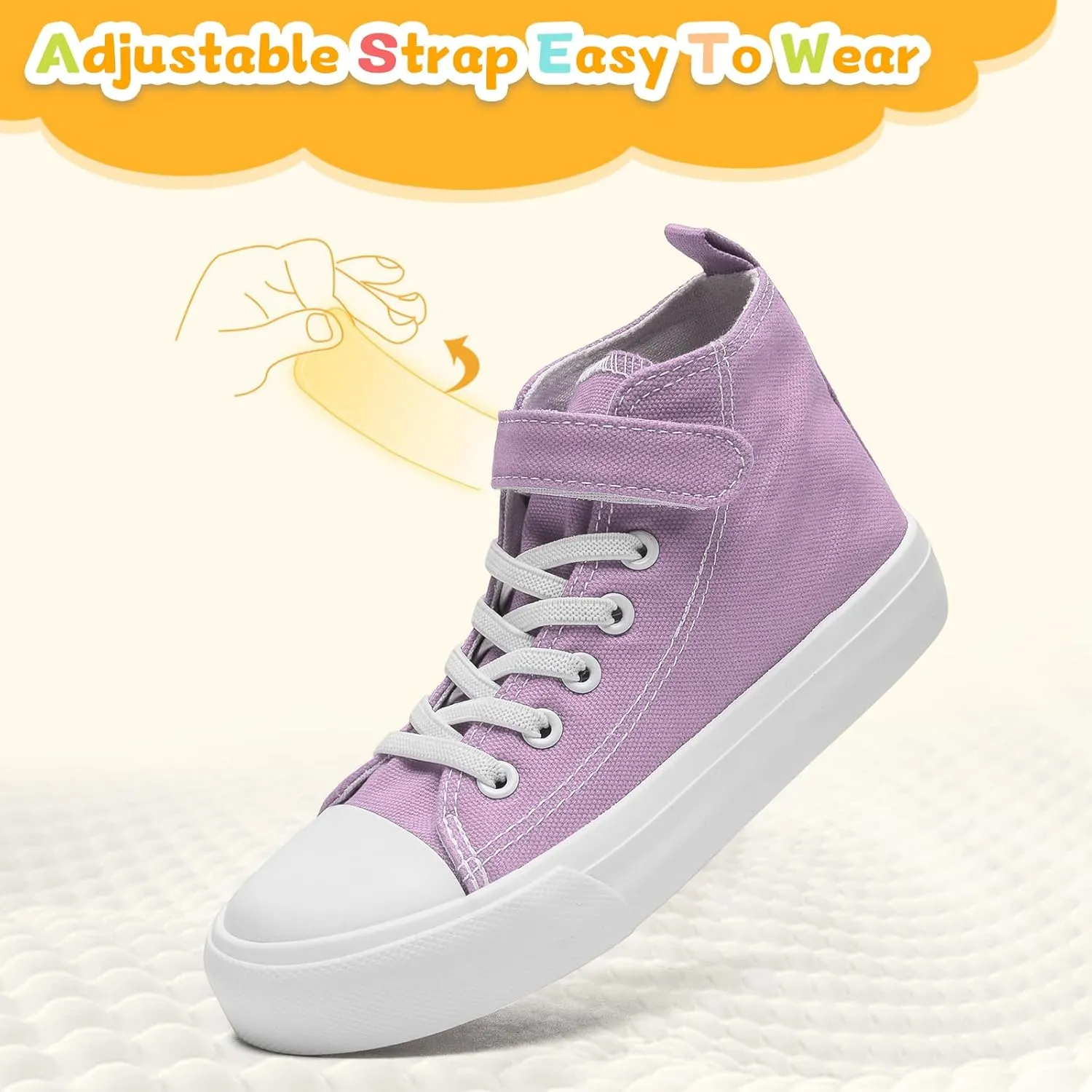 Toddler Shoes for Boys Girls, Kids Canvas Sneakers Classic Adjustable Strap Lace Up Comfortable Lightweight Running Walking Casual Shoes