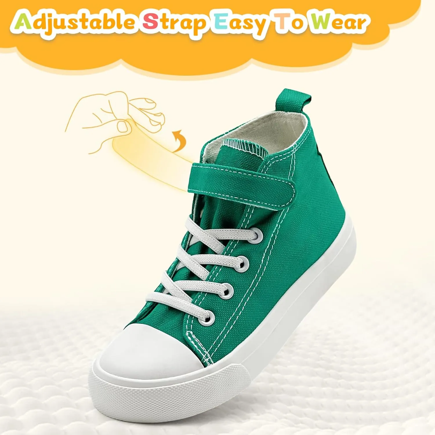 Toddler Shoes for Boys Girls, Kids Canvas Sneakers Classic Adjustable Strap Lace Up Comfortable Lightweight Running Walking Casual Shoes