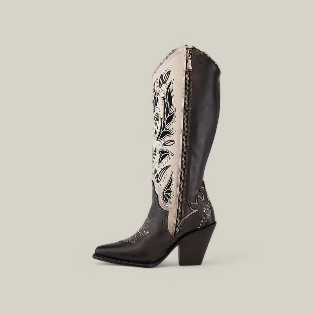 Tokio Gray Embroidery & Cut Out & Studs - Snip Toe - CU781