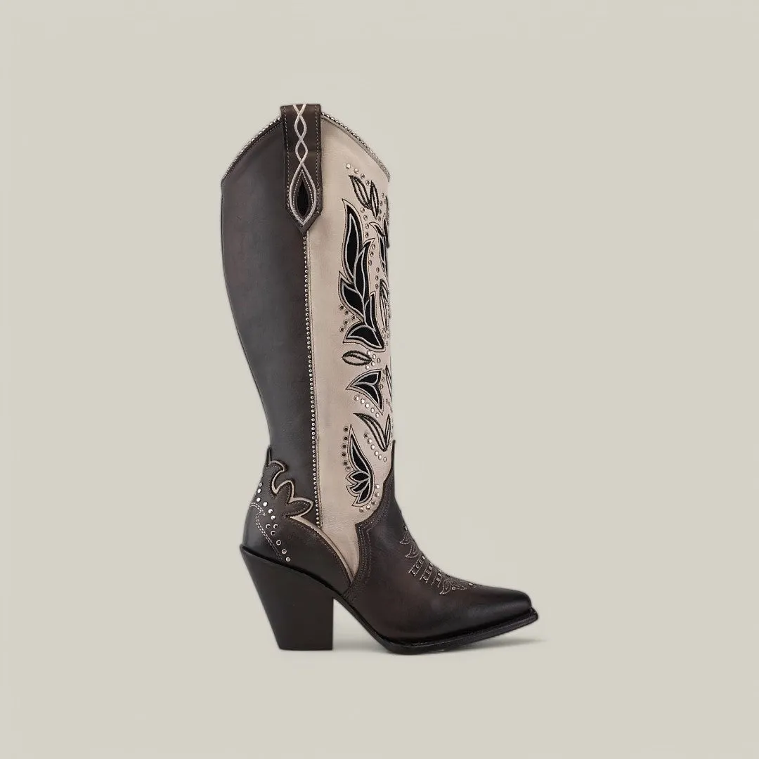 Tokio Gray Embroidery & Cut Out & Studs - Snip Toe - CU781