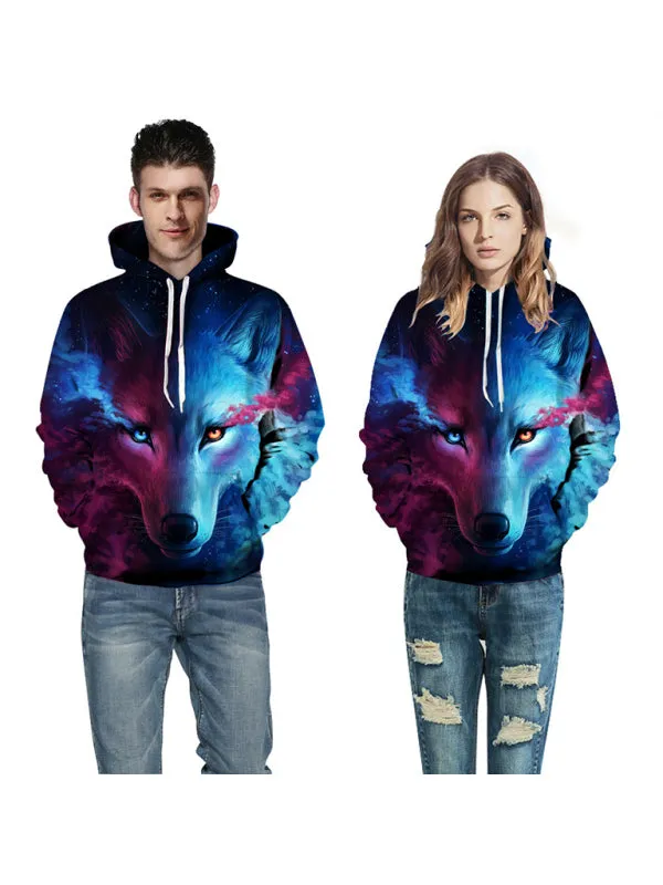 Unisex's Wolf Pattern Hoodie
