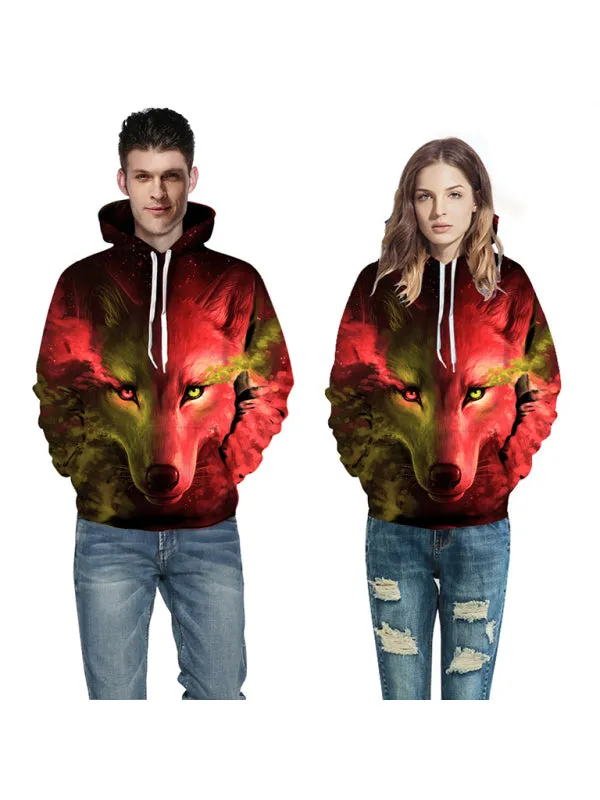 Unisex's Wolf Pattern Hoodie