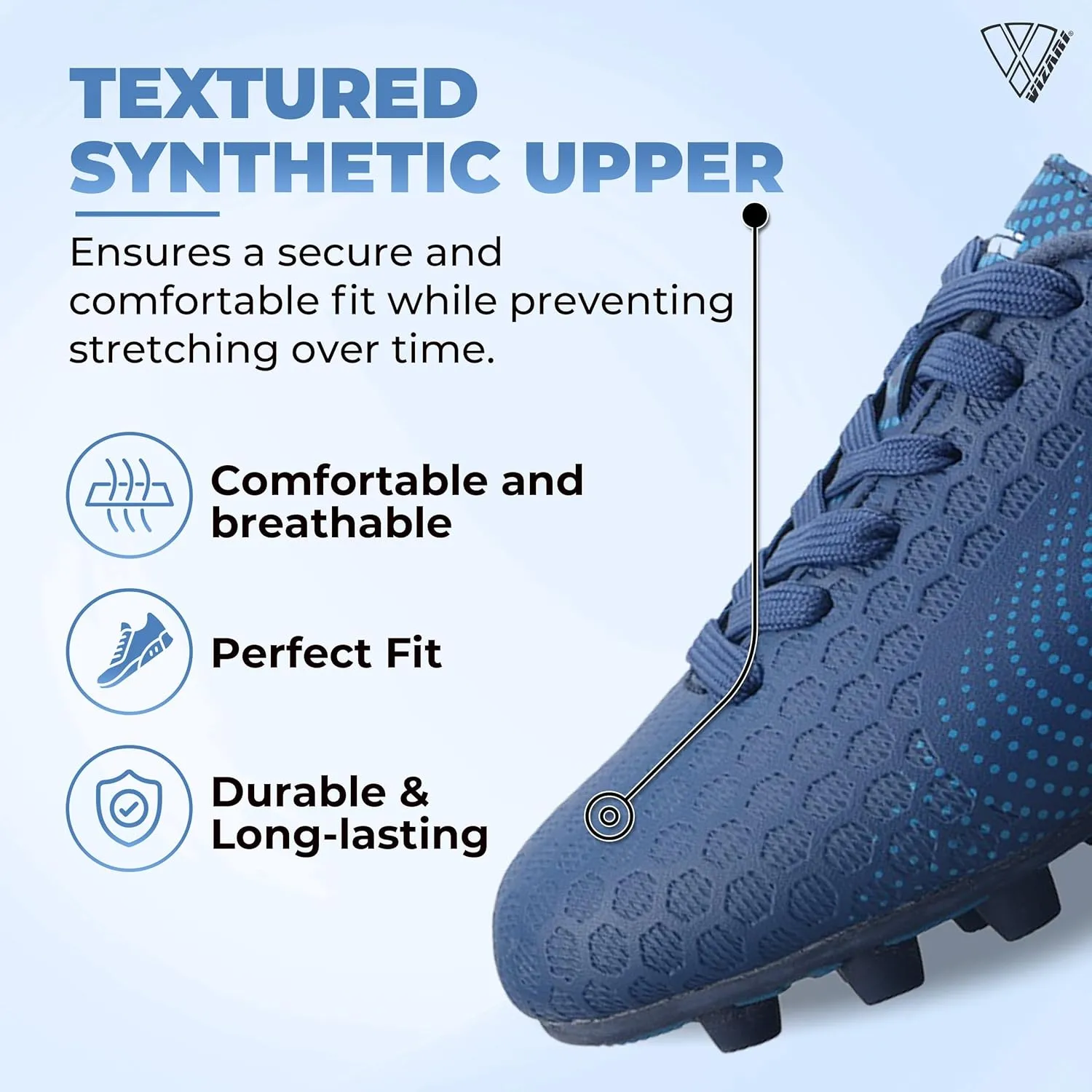 Vizari USA Stealth Boys Girls Soccer Cleats | Youth Firm Ground Athletic Outdoor Football Shoes for Toddler, Little Kid, Big Kid | Lightweight & Durable