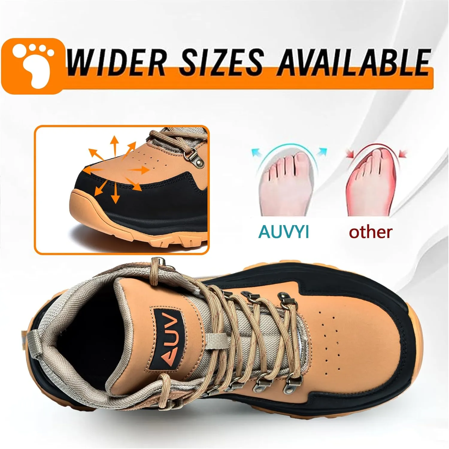 Waterproof Steel Toe Work Boots for Men Safety Non Slip Comfortable Industrial & Construction Boots