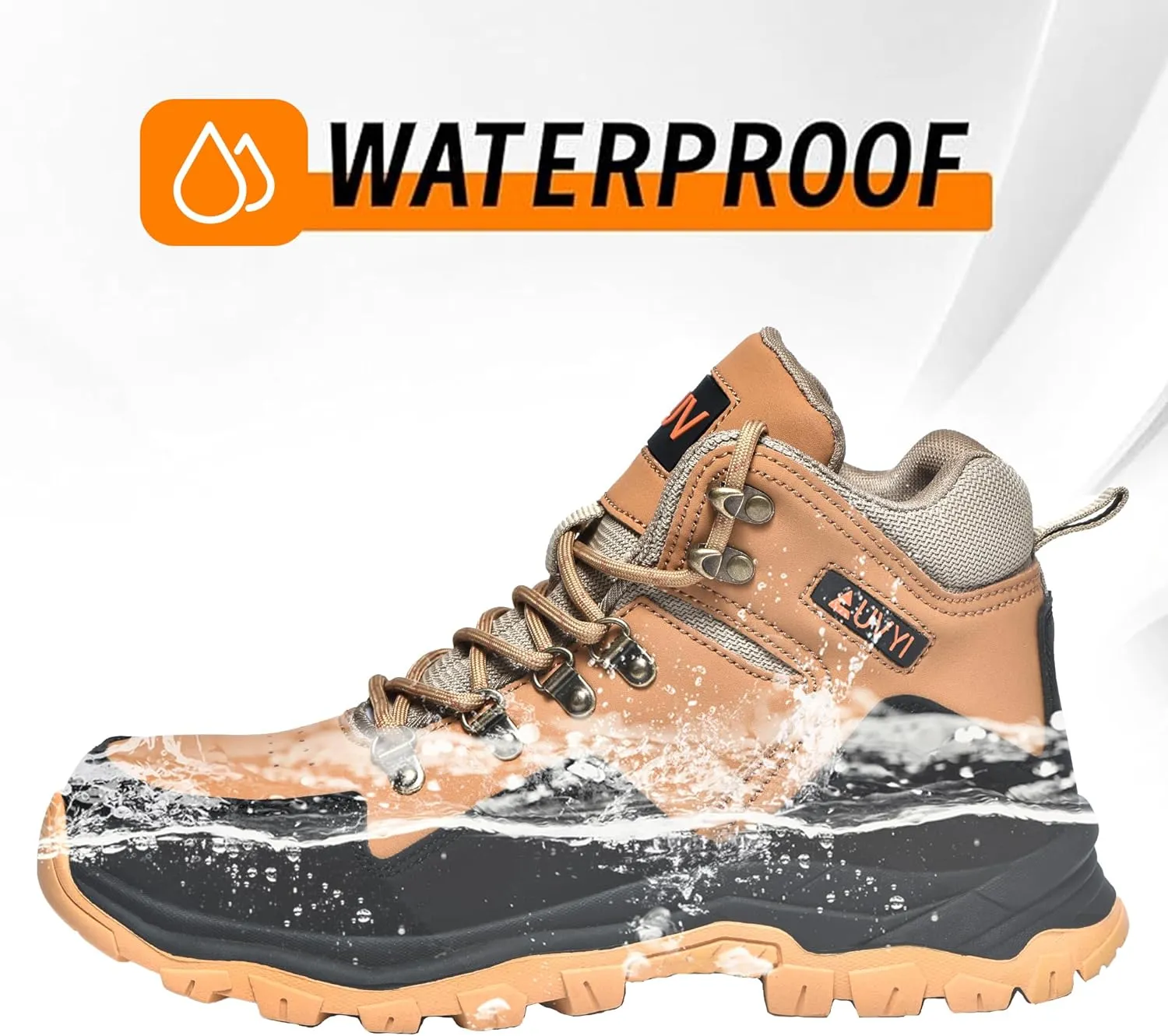 Waterproof Steel Toe Work Boots for Men Safety Non Slip Comfortable Industrial & Construction Boots