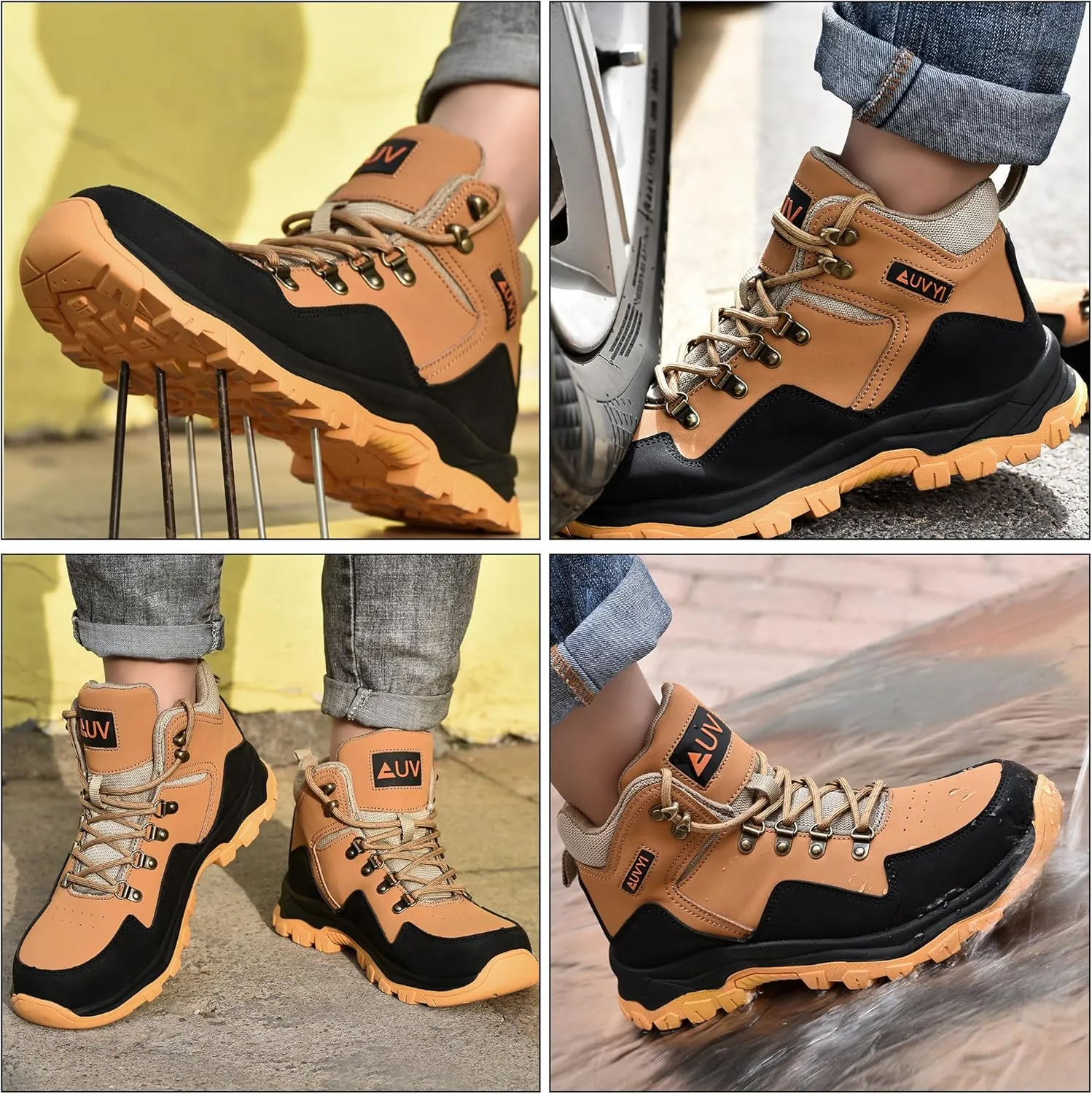 Waterproof Steel Toe Work Boots for Men Safety Non Slip Comfortable Industrial & Construction Boots