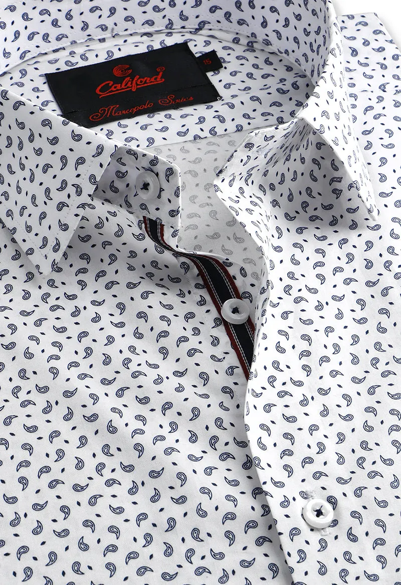 White geometric print shirt / Marcopolo 102382/02