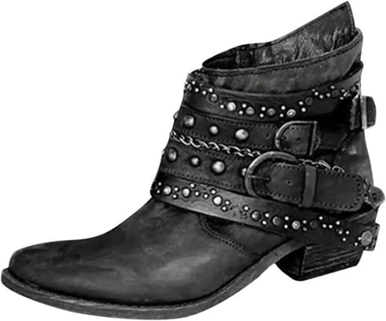 Winter Boots for Women Ankle Black Suede Booties Ladies Hiking Boots Ankle Bootie for Women with Heel Keep Warm Flat Bottom Chunky Low Heel Classic Pointed Toe