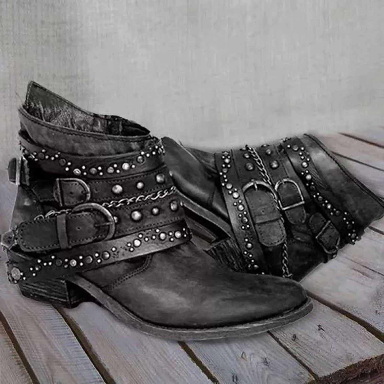 Winter Boots for Women Ankle Black Suede Booties Ladies Hiking Boots Ankle Bootie for Women with Heel Keep Warm Flat Bottom Chunky Low Heel Classic Pointed Toe
