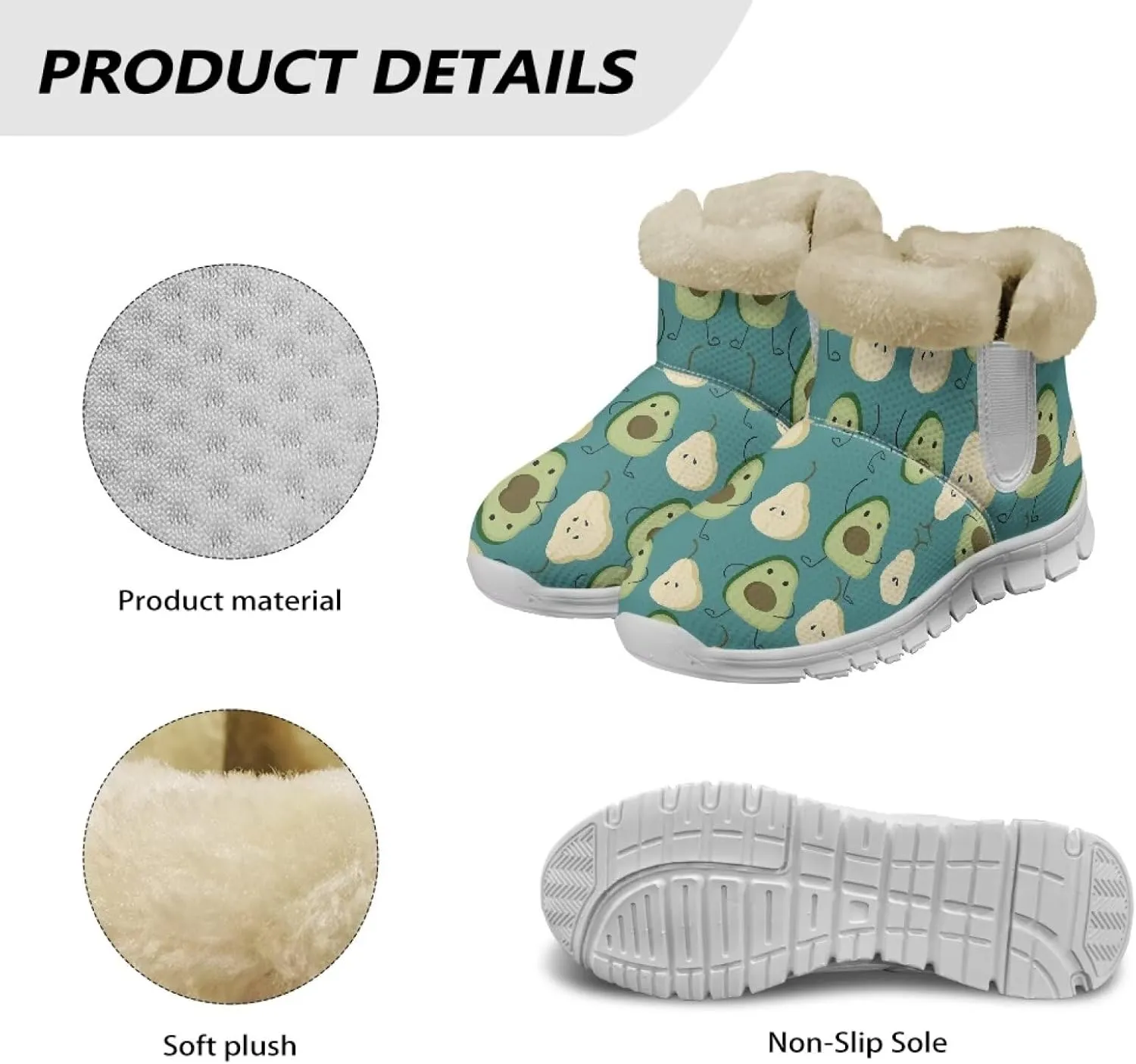 Winter Boots for Women White Sole Snow Boots Anti-Slip Outsole Ankle Boots Warm Fur Lining Mid Boot Walking Booties