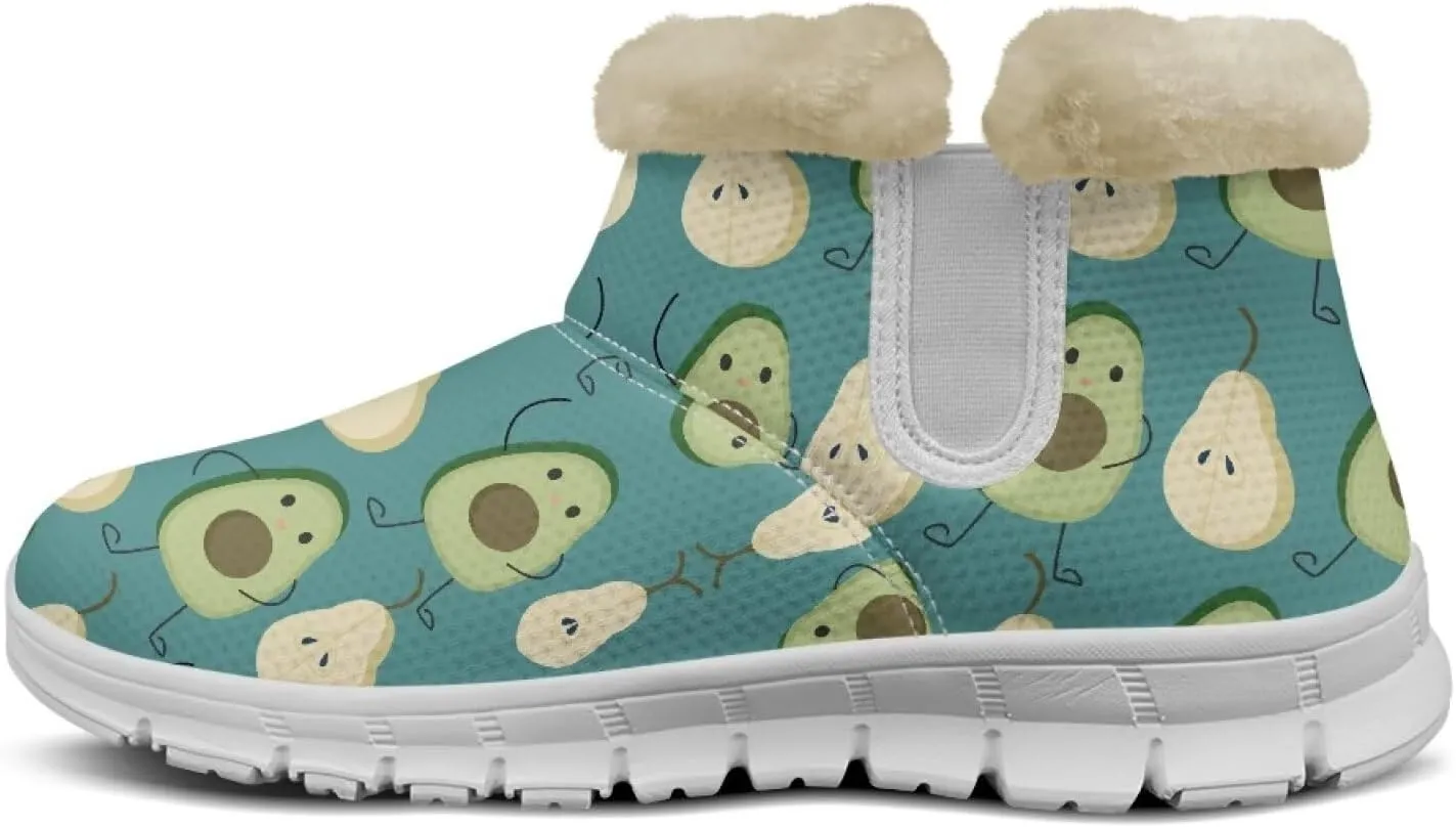 Winter Boots for Women White Sole Snow Boots Anti-Slip Outsole Ankle Boots Warm Fur Lining Mid Boot Walking Booties