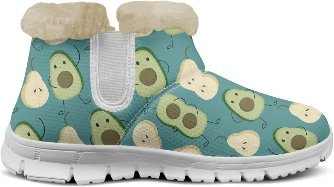 Winter Boots for Women White Sole Snow Boots Anti-Slip Outsole Ankle Boots Warm Fur Lining Mid Boot Walking Booties