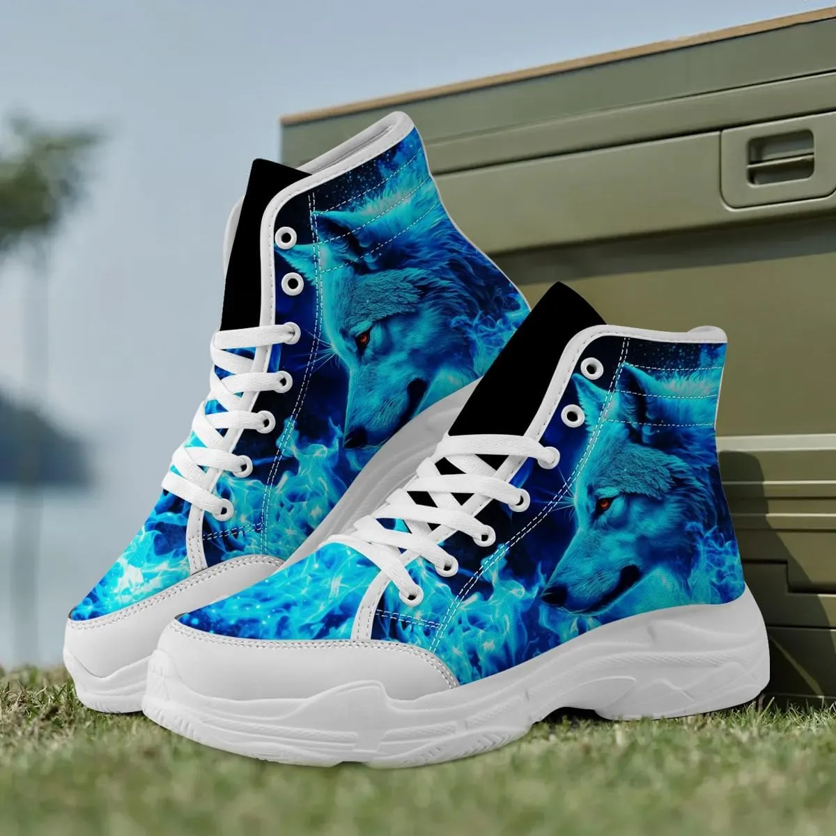 Wolf Shoes for Women Men High Top Canvas Sneakers Gifts for Him Her