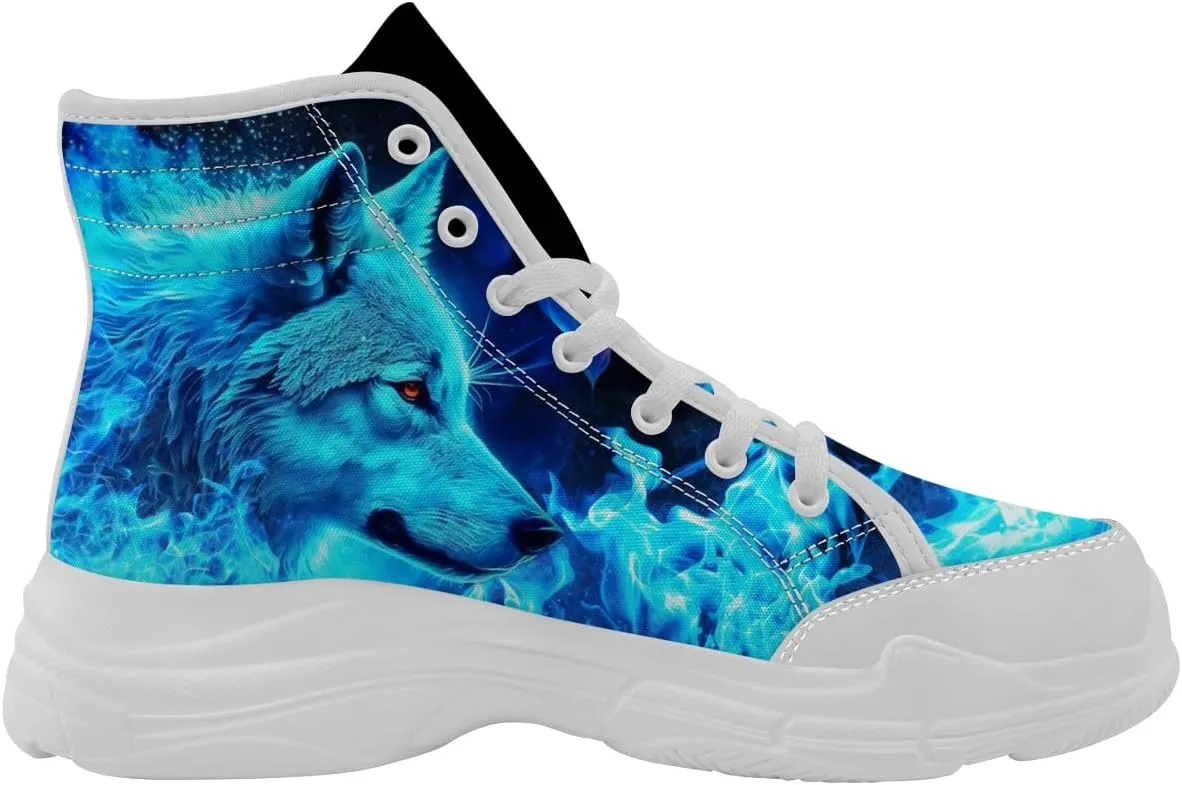 Wolf Shoes for Women Men High Top Canvas Sneakers Gifts for Him Her