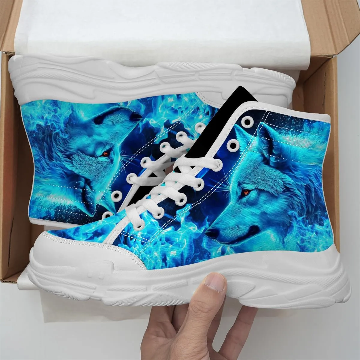 Wolf Shoes for Women Men High Top Canvas Sneakers Gifts for Him Her