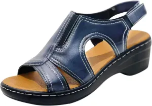 Women Orthopedic Platform Wedge Sandals 2025 Summer Open Toe Wide Width Arch Support Elastic Ankle Strap Sandals Stitching Hollow Thick Soles Walking Beach Casual Outdoor Shoes