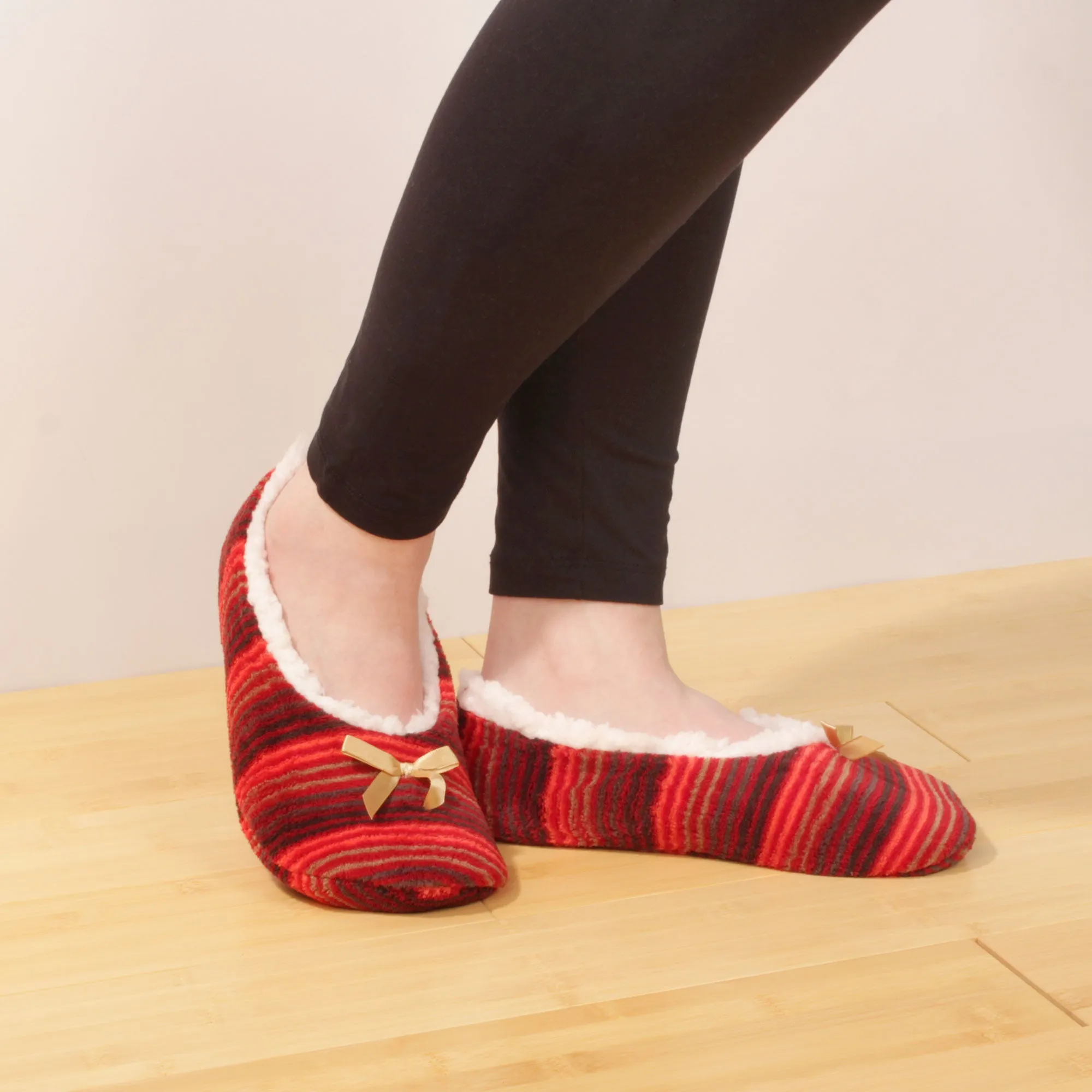 Women Soft Warm Cozy Fuzzy Furry Hearts Stripes Slippers Non-Slip Lined Socks, Assortments, 2 Pairs/3 Pairs