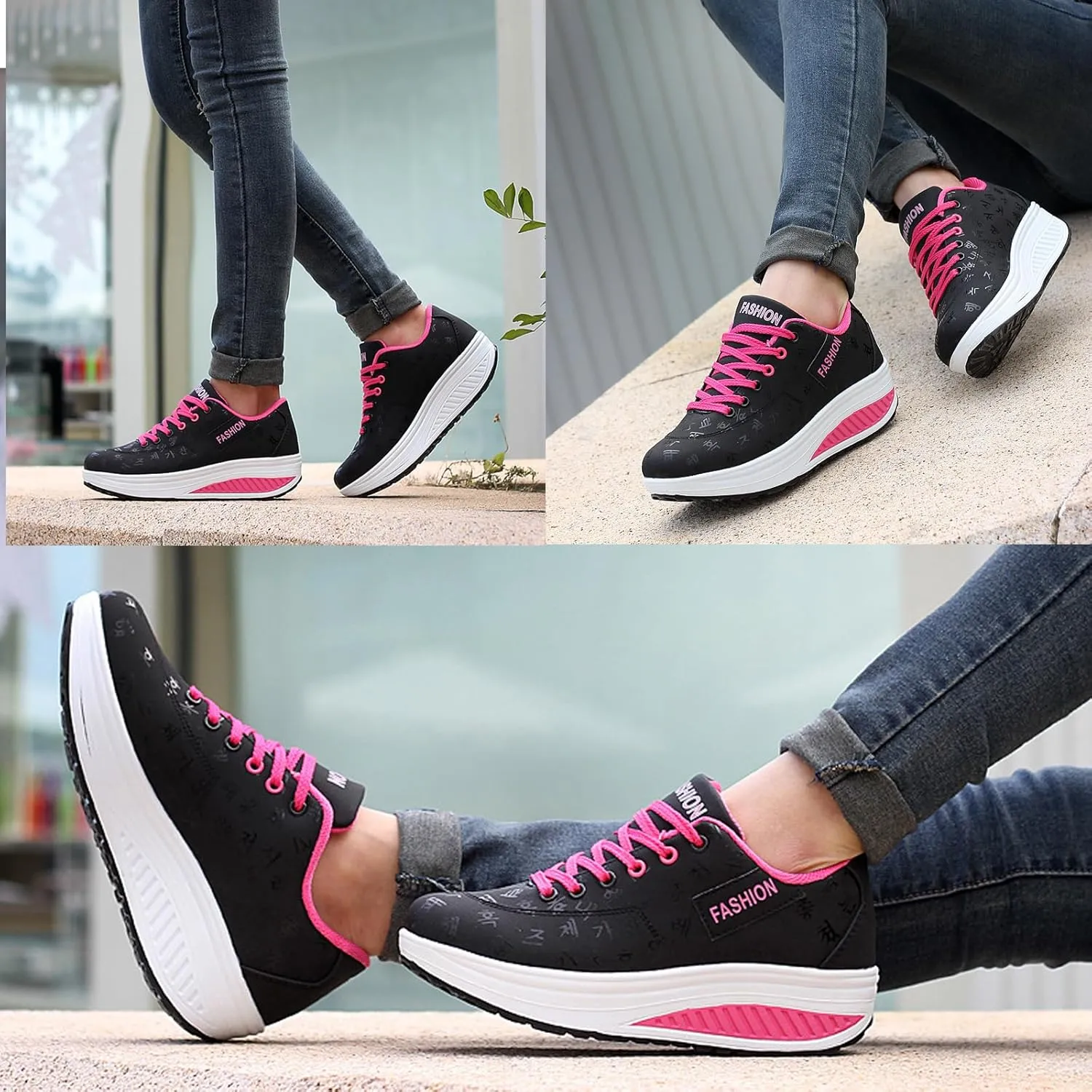 Women's Casual Fashion Breathable Platform Wedge Orthopaedic Sneakers, Women's Platform Height Increasing Sneakers, Platform Sneakers for Women Walking All Day, Anti-Slip