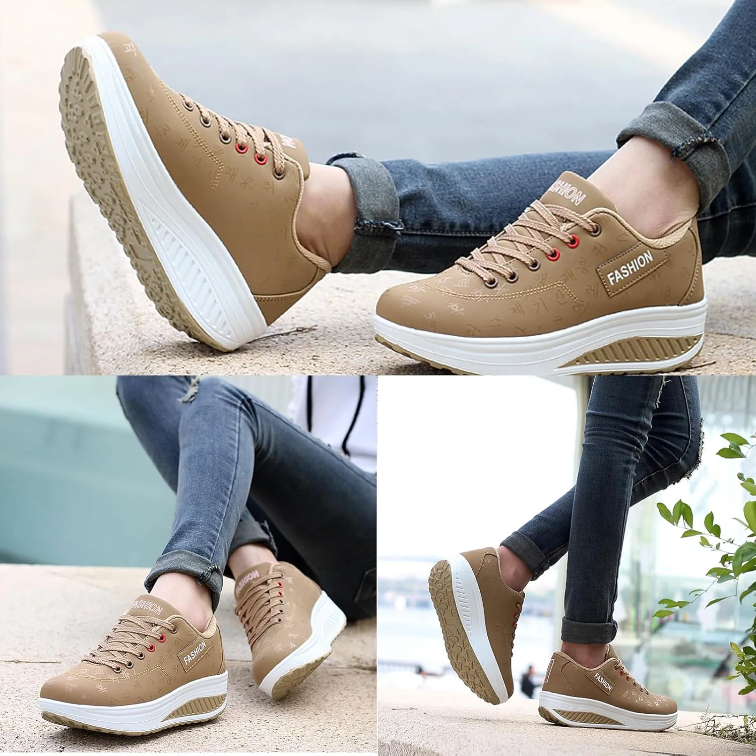 Women's Casual Fashion Breathable Platform Wedge Orthopaedic Sneakers, Women's Platform Height Increasing Sneakers, Platform Sneakers for Women Walking All Day, Anti-Slip