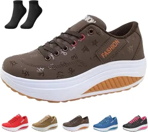 Women's Casual Fashion Breathable Platform Wedge Orthopaedic Sneakers, Women's Platform Height Increasing Sneakers, Platform Sneakers for Women Walking All Day, Anti-Slip
